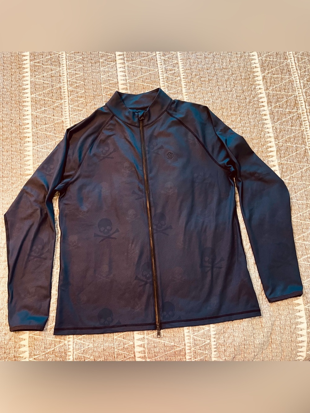 GFore G4 Skull Crossbones Allover Print Golf Jacket Navy XL